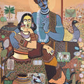 Culture Series 1' figurative acrylic painting by artist Rahul Pawar, 60x36 inch, on canvas
