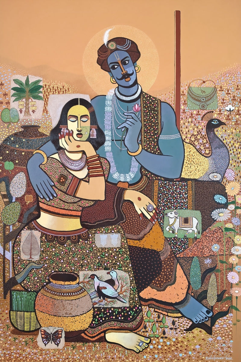 Culture Series 1' figurative acrylic painting by artist Rahul Pawar, 60x36 inch, on canvas