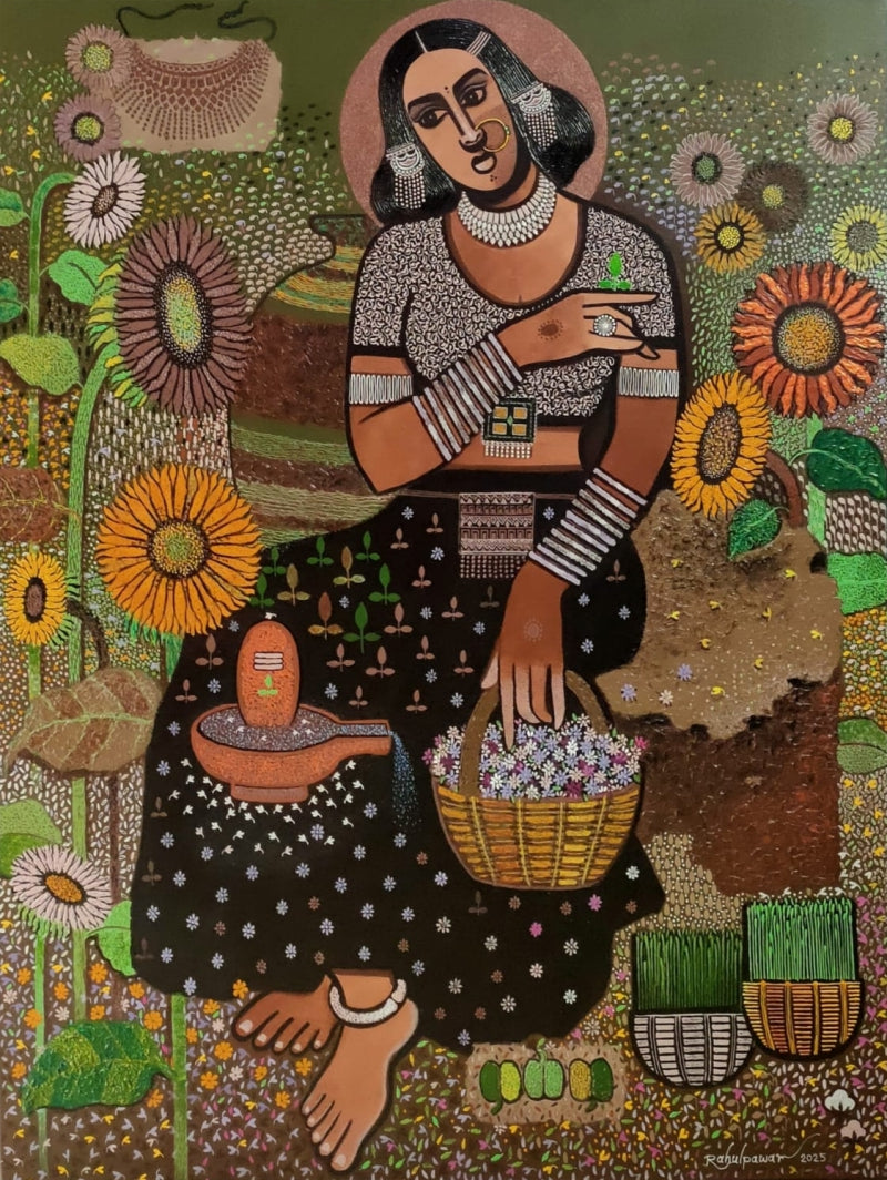 Culture Series 21' figurative acrylic painting by artist Rahul Pawar, 48x36 inch, on canvas