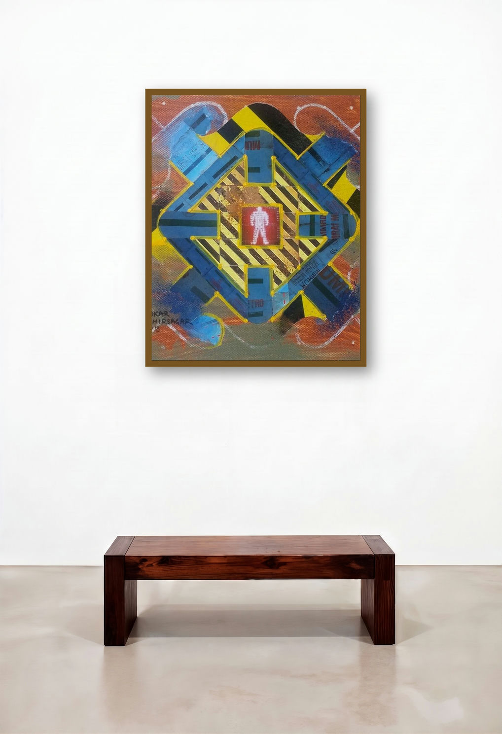 Culture Underconstruction 3 (Crossroads) by artist Onkar Kshirsagar displayed in a Mid-Century Modern Living Room