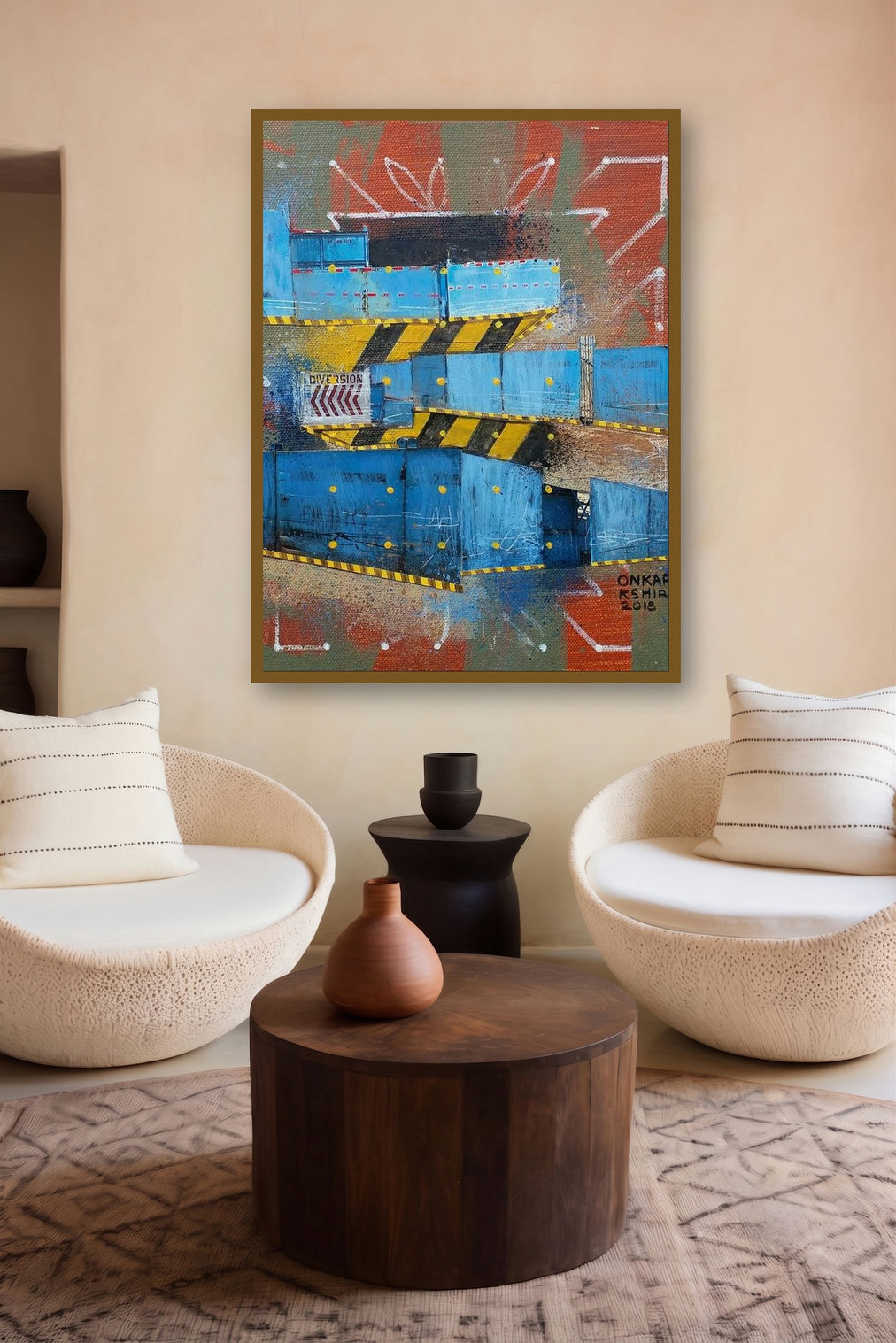 Culture Underconstruction 4 (Diversion) by artist Onkar Kshirsagar displayed in a Museum Style gallery