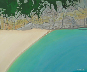 Curno (Hidden Haven) by SIMON MASON, Print Oil Seascape Painting on Canvas, X-Small Horizontal Wall Art