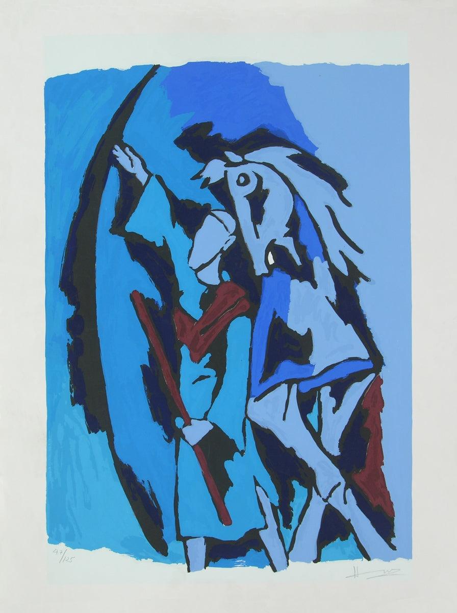 Figurative serigraphs painting titled 'Dada Abdul', 40x30 inches, by artist M. F. Husain on Paper