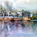 Landscape watercolor painting titled 'Dal Lake', 18x12 inches, by artist Asit  Singh on Paper