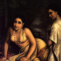 Figurative oil painting titled 'Damayanthi', 36x30 inches, by artist Raja Ravi Varma Reproduction on Canvas