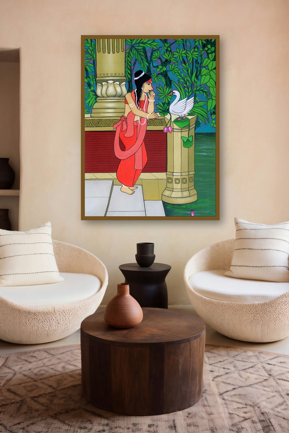 Damayanti (Serene Encounter**) by artist Chetan Katigar displayed in a Indian Art gallery