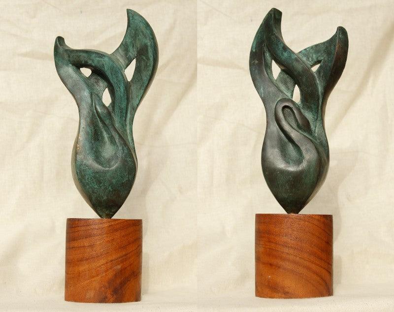 Figurative sculpture titled 'Dampatya 1', 12x11x6 inches, by artist Rajeev Ranjan on Bronze