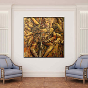 In-situ view of Suruchi Jamkar's 'Dance Of Creation' painting in a room