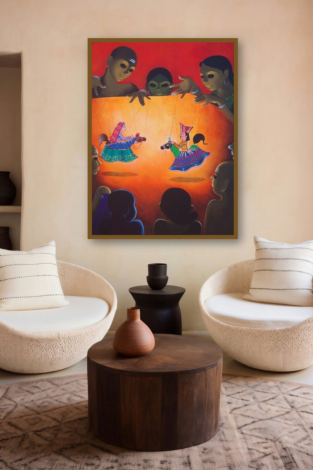 Dance Drama (A Theatrical Tapestry) by artist Prakash Pore displayed in a Luxury gallery