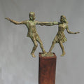 Dancing Couple' figurative Brass, Metal sculpture by artist Rohan Sonavane, 16x22 inch, on brass, metal