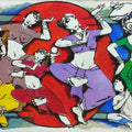 Dancing Figures' figurative acrylic painting by artist Vishnu Sonavane, 38x60 inch, on canvas