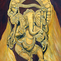 Dancing Ganesha' religious oil painting by artist Ajay Harit, 36x24 inch, on canvas