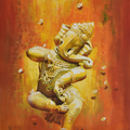 Dancing Ganesha' religious oil painting by artist Kamal Rao, 36x24 inch, on canvas