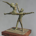 Dancing Man And Girl' figurative Brass, Metal sculpture by artist Rohan Sonavane, 17x17 inch, on brass, metal