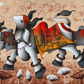 Dancing Nandi' religious acrylic-charcoal painting by artist Paras Parmar, 36x60 inch, on canvas