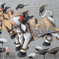 'Dancing Nandi 4' religious acrylic-charcoal painting by artist Paras Parmar, 36x48 inch, on canvas