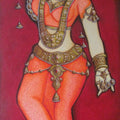 Figurative acrylic painting titled 'Dancing Woman', 36x12 inches, by artist Rahul Phulkar on Canvas