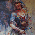 Figurative acrylic painting titled 'Dandia Celebration', 40x30 inches, by artist Ranjit Sarkar on Canvas