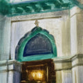 'Dargah' religious watercolor painting by artist Mohammad Yusuf, 11x7 inch, on paper