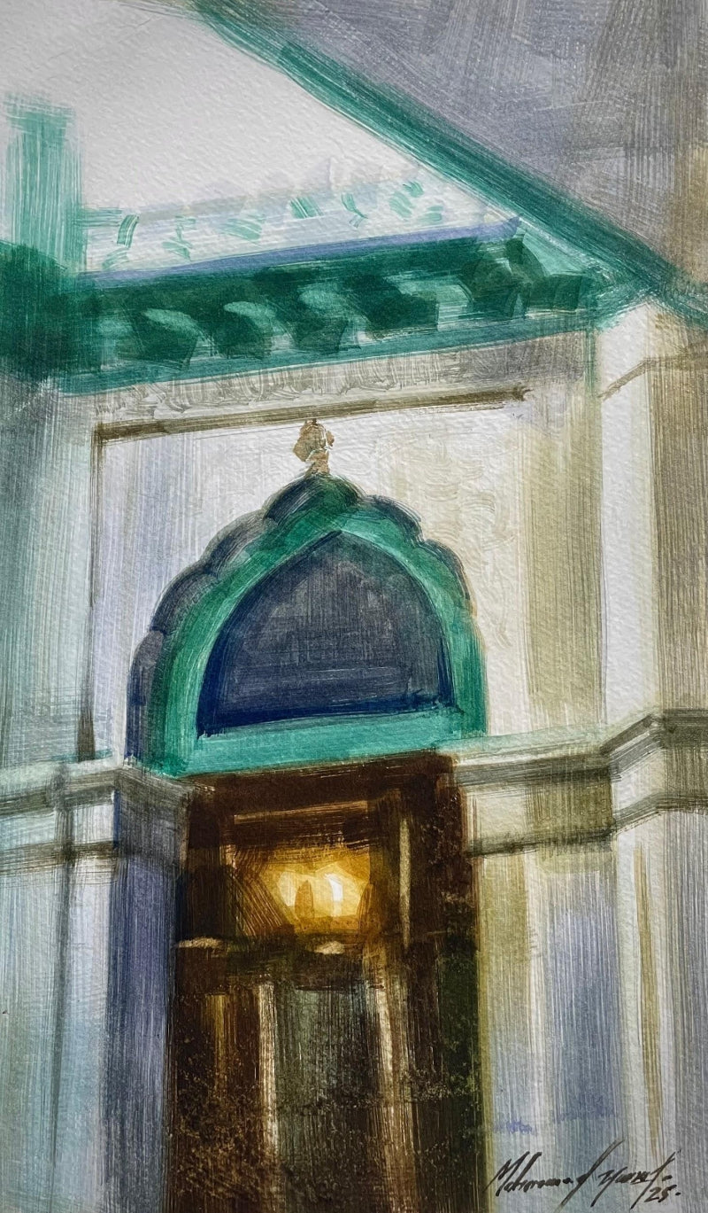 'Dargah' religious watercolor painting by artist Mohammad Yusuf, 11x7 inch, on paper