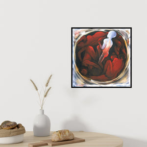 In-situ view of Chandranath Banerjee's 'From The Dark' painting in a room