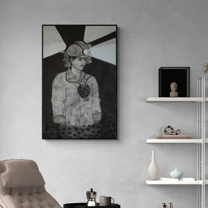Preview of 'Dark Life' Painting by Sudhir Bagde shown on a wall in a furnished room.