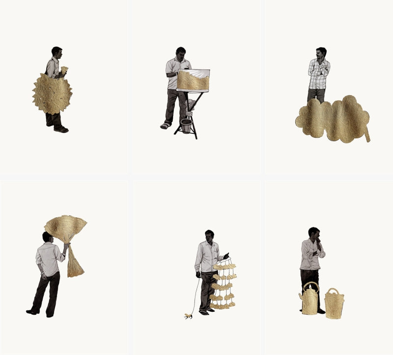 'Dark Light Series' figurative mixed-media painting by artist Biplab Sarkar, 12x8 inch, on paper