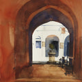 Darkness To Light At Rishikesh' landscape watercolor painting by artist Prashant Prabhu, 22x15 inch, on paper