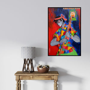 In-situ view of Sharmi Dey's 'In Darkness' painting in a room