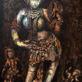 Darpana Sundari 2' religious acrylic-charcoal painting by artist Gangu Naidu Pv, 36x24 inch, on canvas