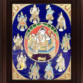 Religious tanjore traditional art titled 'Dasavatharam Tanjore Painting', 24x18 inches, by artist Myangadi Tanjore on Plywood