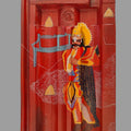 Dashavatar 3' religious acrylic painting by artist Harshada Kolapkar, 16x9 inch, on terracotta roof