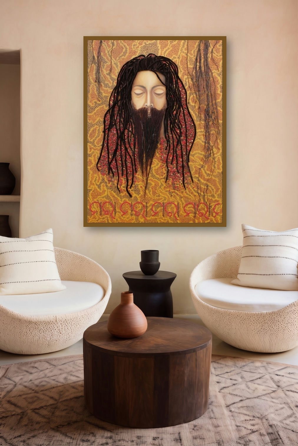 Dasuratnakar (The Silent Sage) by artist Pranita Das displayed in a Museum Style gallery
