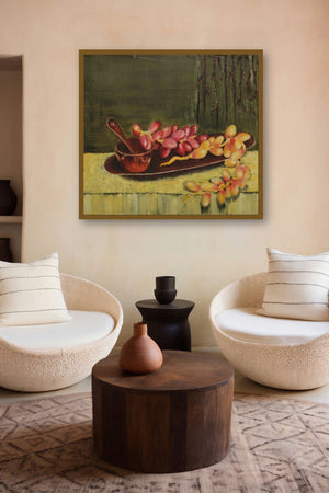 Dates On The Tray (Grapes) by artist Krupa Shah displayed in a Boutique gallery