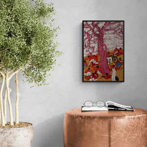 In-situ view of Kumar Ranjan's 'Day 1 (Gathering Under the Tree)' painting in a room