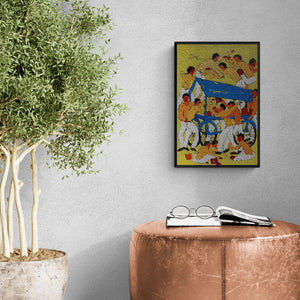 In-situ view of Kumar Ranjan's 'Day 8 (Street Food Hustle)' painting in a room