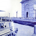 Realistic pen drawing titled 'Day at Gateway', 26x20 inches, by artist M. I. Shaikh on Paper