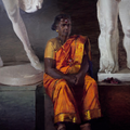Dead Leaf 2' figurative oil painting by artist Ajit Raut, 48x36 inch, on canvas