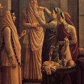 Figurative oil painting titled 'Decking The Bride', 36x23 inches, by artist Raja Ravi Varma Reproduction on Canvas