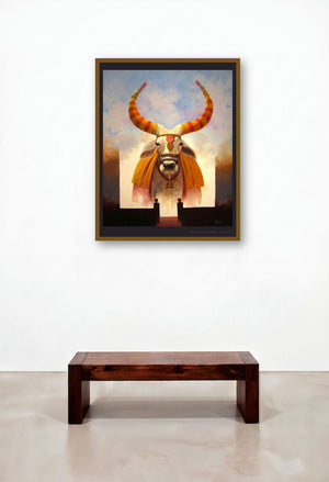 Decorated Cow by artist Vinayak Potdar displayed in a Urban Loft Foyer