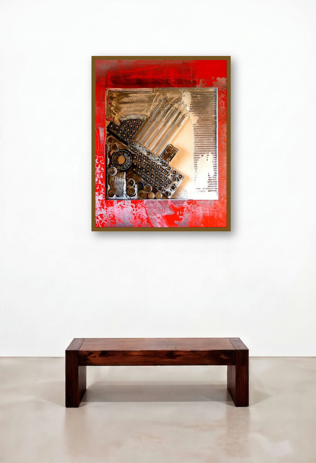 Decorative Assemblages Iv by artist Vivek Rao displayed in a Traditional Bedroom