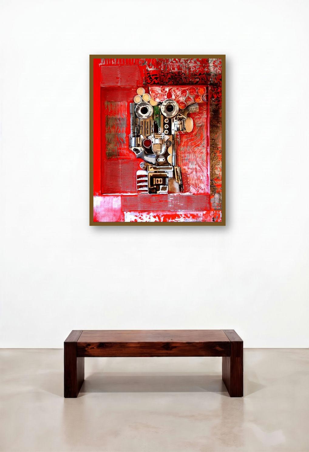 Decorative Assemblages Vi by artist Vivek Rao displayed in a Modern Family Room