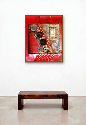 Decorative Assemblages Viii by artist Vivek Rao displayed in a Designer Hotel Suite