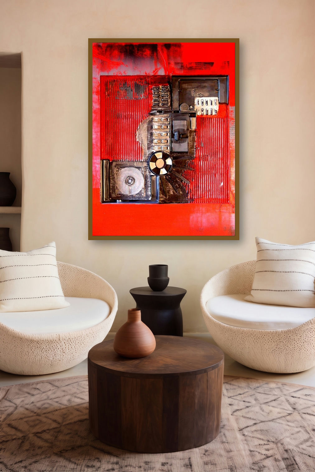 Decorative Assemblages Xii by artist Vivek Rao displayed in a Modern gallery