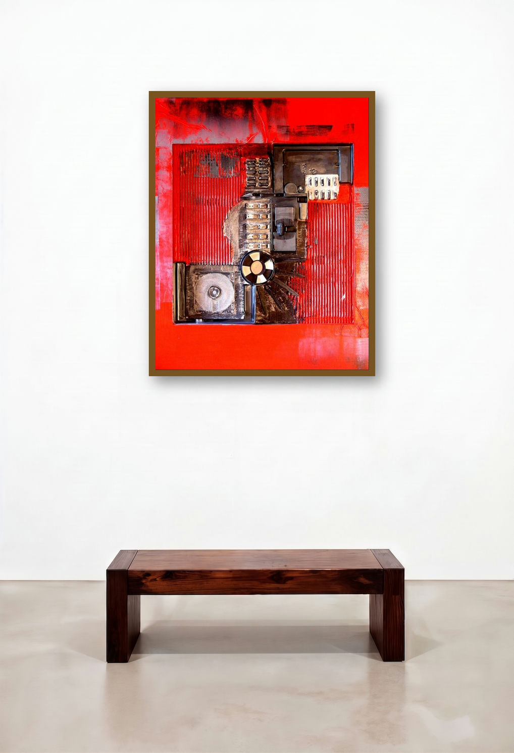 Decorative Assemblages Xii by artist Vivek Rao displayed in a Modern Living Room