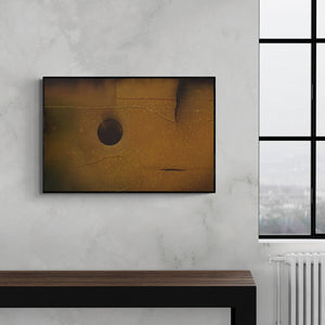 Nirmal Yadav's painting 'Deep (The Abyss)' displayed in a modern living room setting