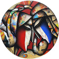 Deep Affection 2' figurative acrylic-charcoal painting by artist Jagannath Paul, 30x30 inch, on canvas