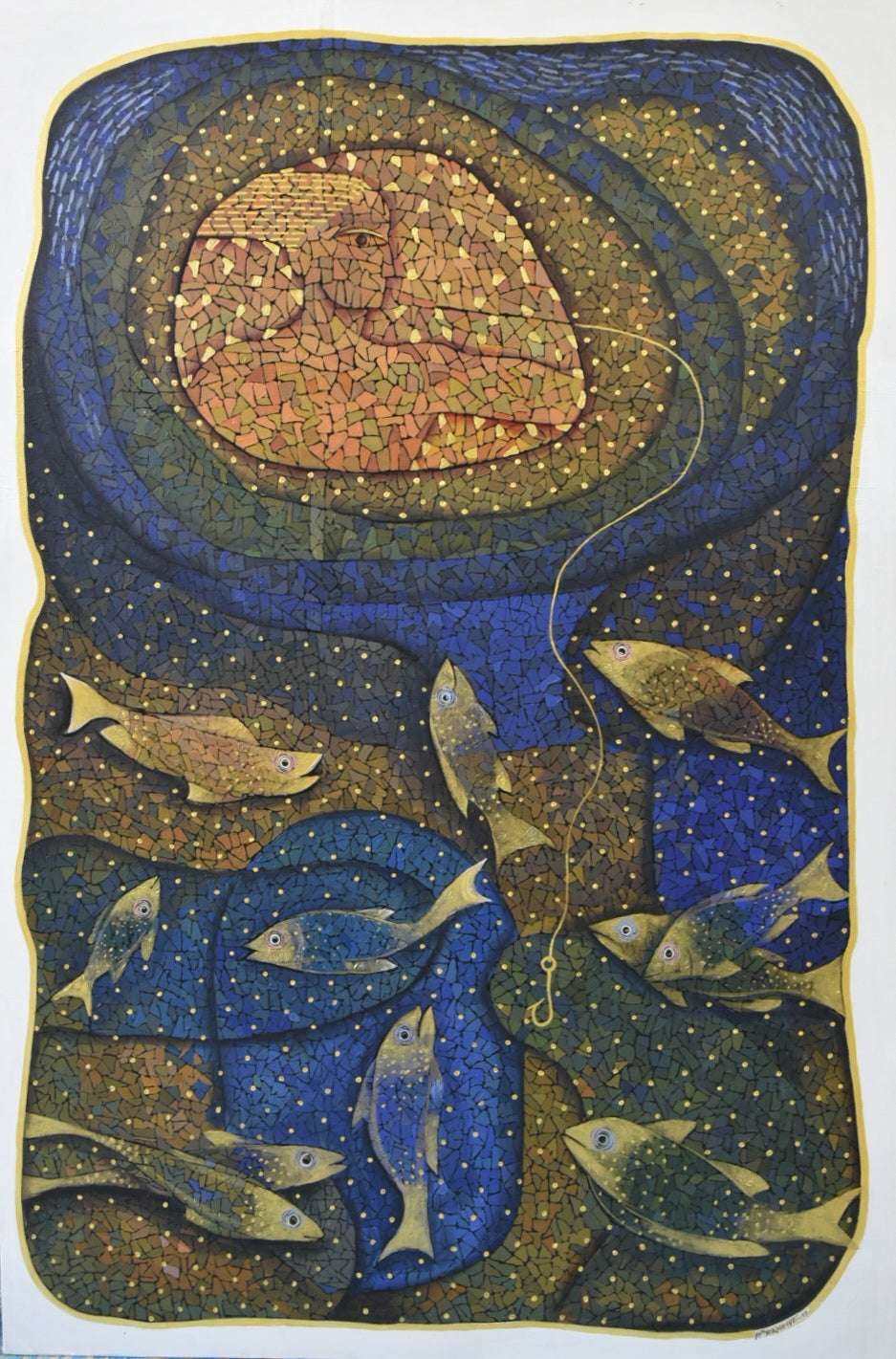 In The Deep Sea' contemporary acrylic painting by artist Pravin Randive, 60x48 inch, on canvas