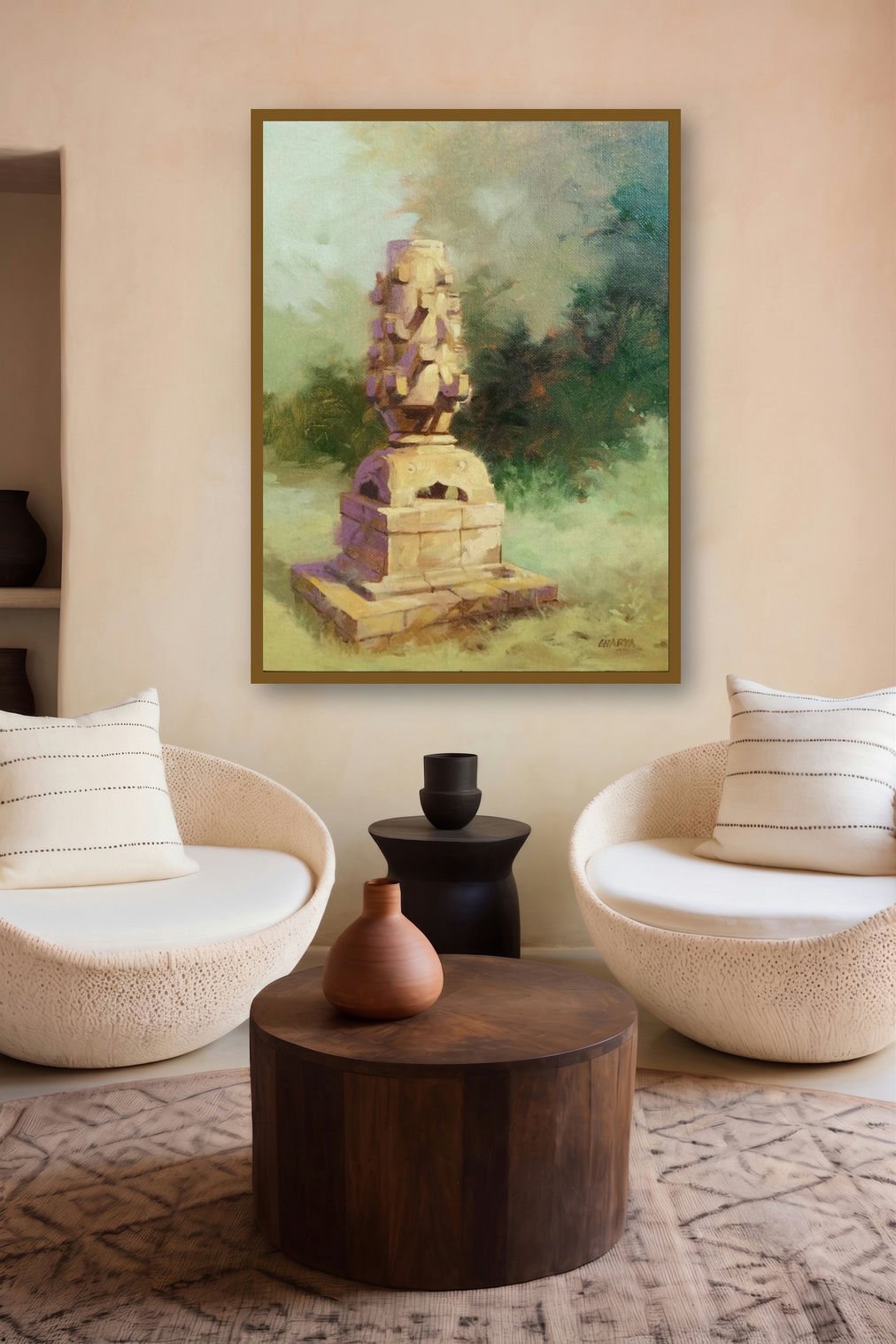 Deepmal (Guardian of the Past) by artist Mohan Charya displayed in a Contemporary gallery