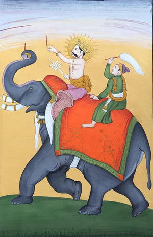 Deepmala (The Celestial Journey) by Aditi Agarwal, Original Watercolor Figurative Painting on Paper, X-Small Vertical Wall Art
